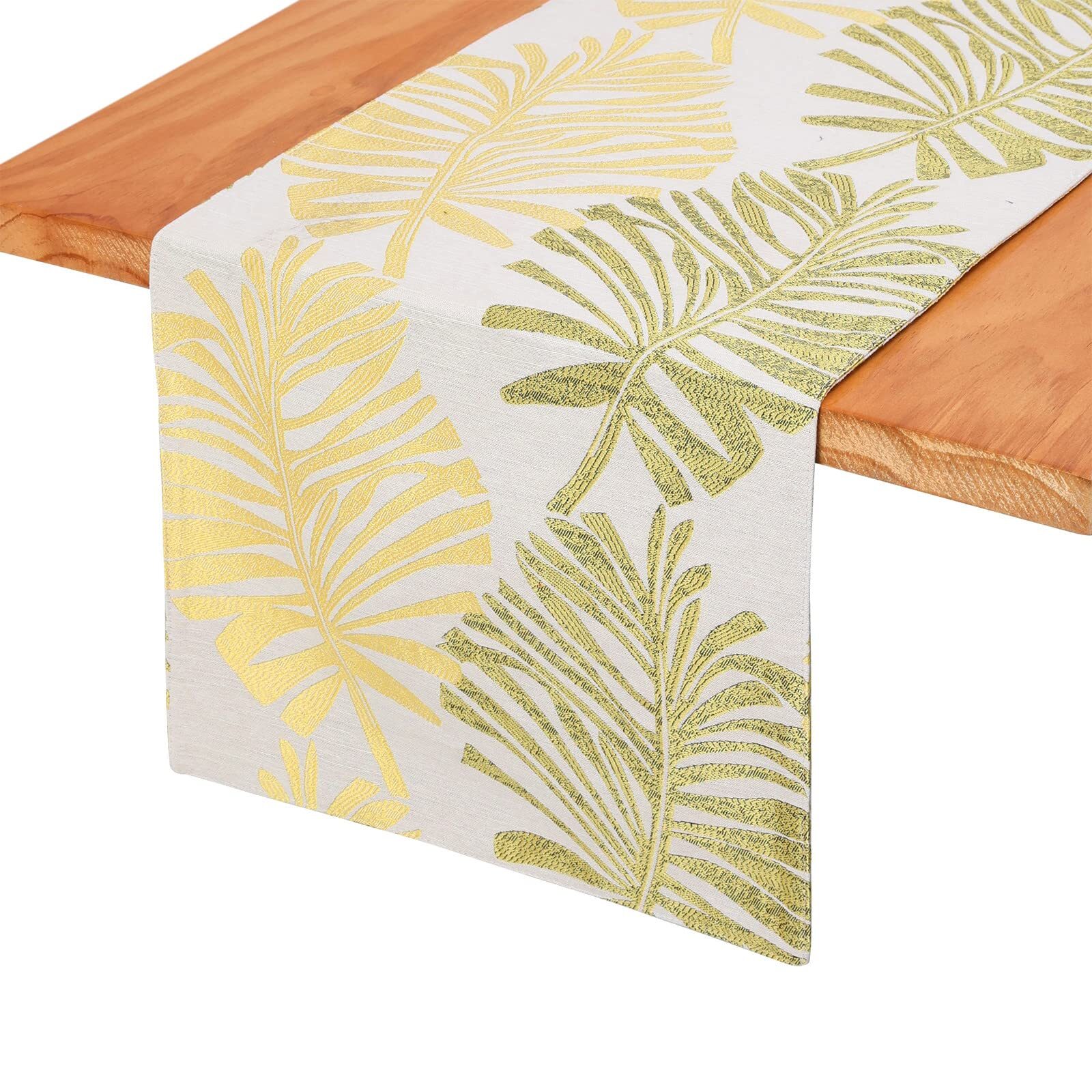 Leaf Table Runner Double-Sided Reversible Polyester Dining Kitchen 12x70" Yellow gallery