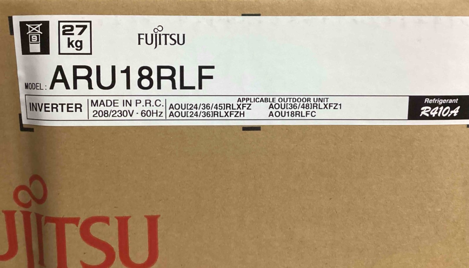 18,000 BTU Single OR Multi Zone Concealed Duct Air Handler Fujitsu ARU18RLF gallery