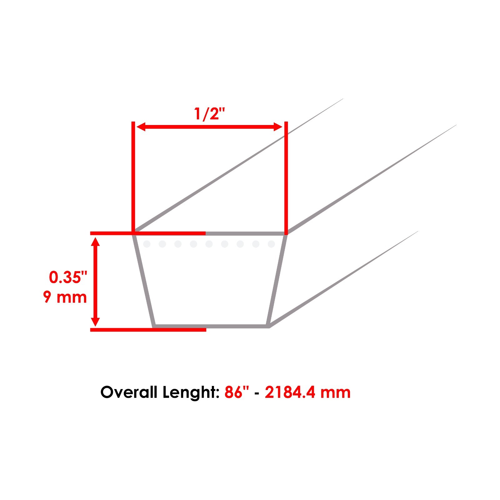 86 Inch 1/2" Thick Transmission Belt for Cub Cadet 754-3005 754-3018 754-3027 gallery