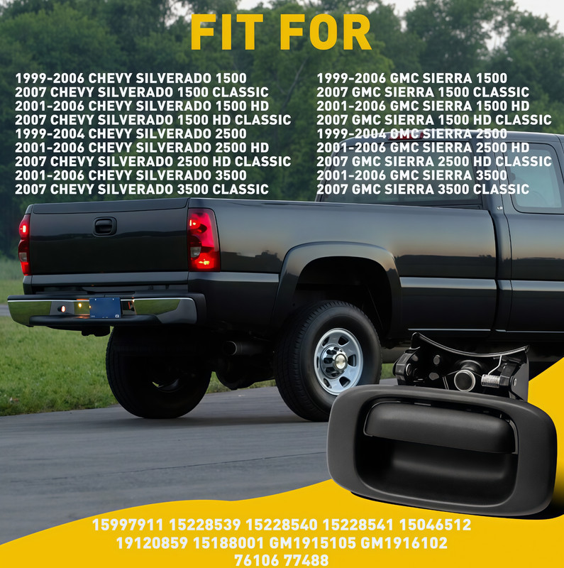 Tailgate Handle & Bezel for Chevrolet Silverado; GMC Sierra 1500, 2500, 3500 gallery