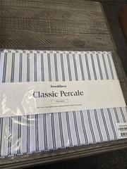== Brooklinen Flat Sheet Classic Percale CAL King Tandem Stripe in Storm NEW