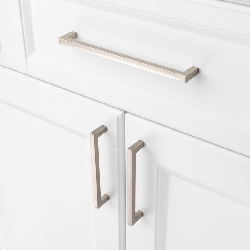 Solid Square Bar Cabinet Handle - Brushed Nickel Furniture Pull, 7.6 Inch/192... gallery