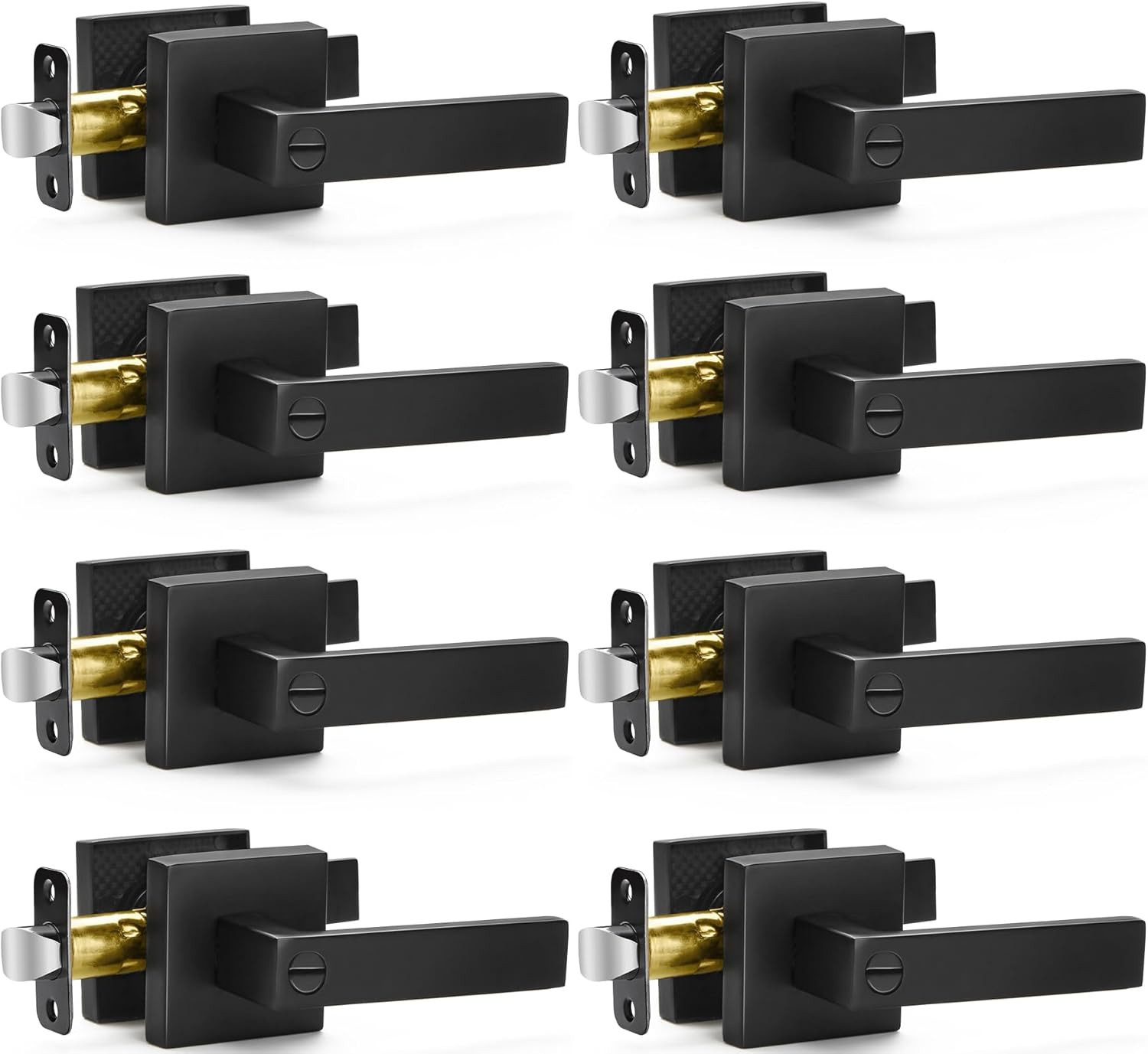 8 Pack Matte Black Door Handles Privacy Door Levers, Keyless Interior Door Knobs gallery