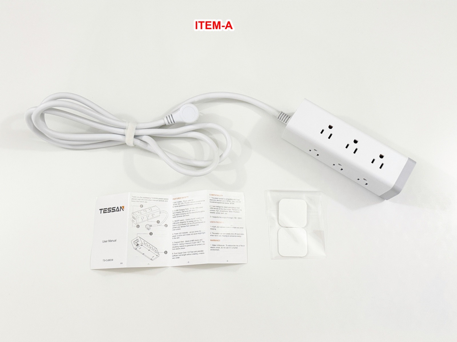 Tessan Surge Protector Power Strip, Flat Plug 6.5’ FT Cord, 9 Outlet 3 USB-A gallery