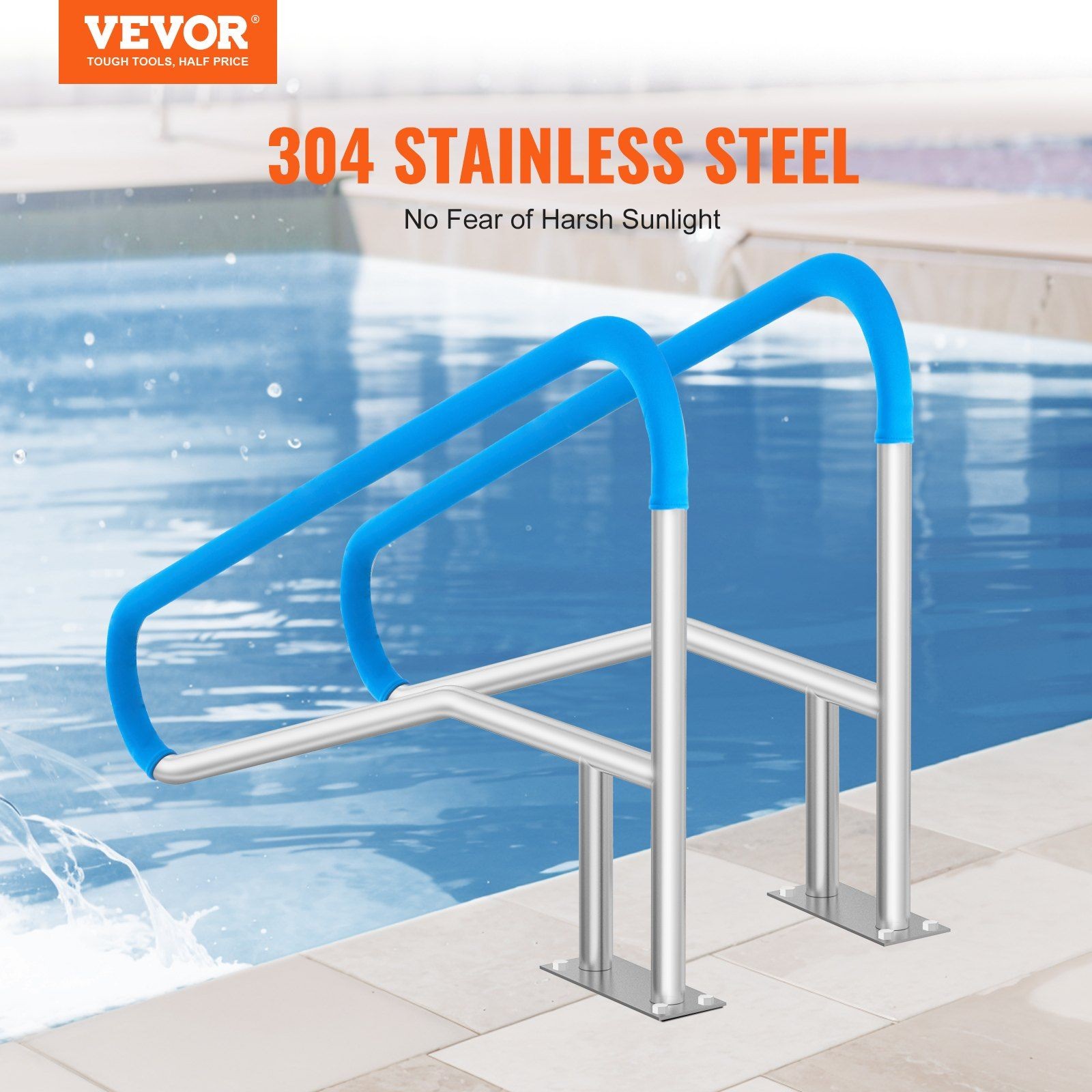 2PCS 55x32in Outdoor Pool Rail 304 Stainless Steel 220lb Capacity Firm gallery