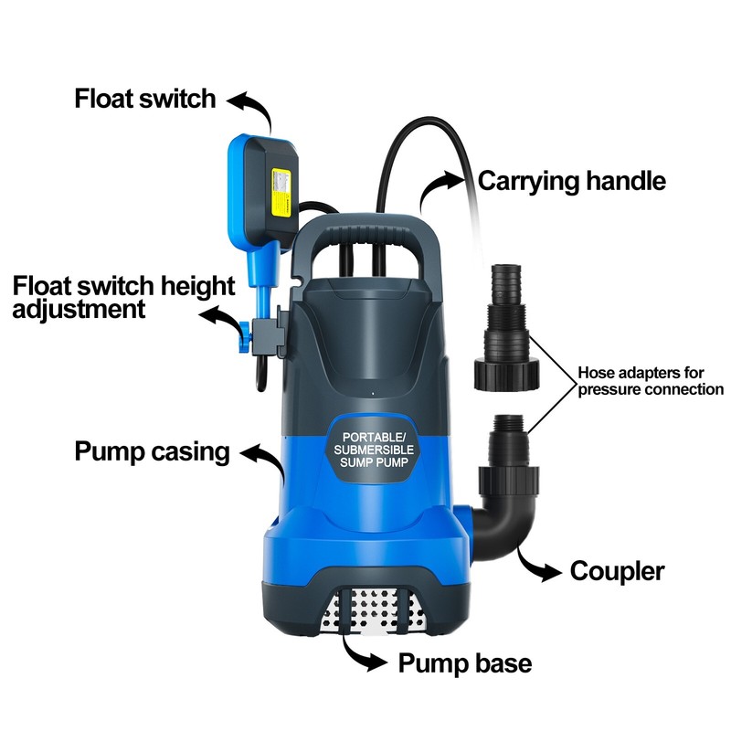 Sump Pump 1.2HP Clean/Dirty Submersible Water Draining Pump 5000GPH Water Pump gallery