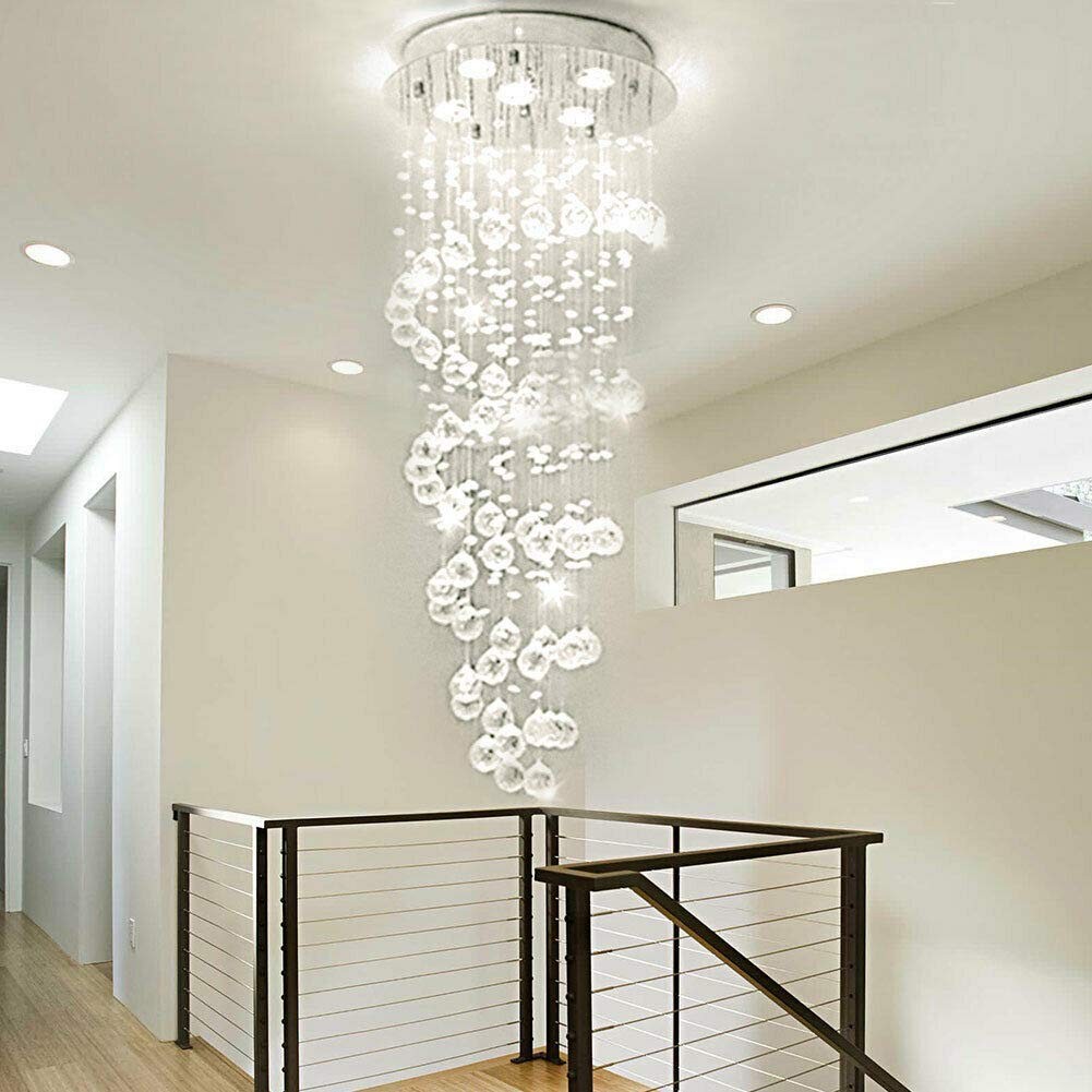 Modern Luxury Crystal Chandelier LED Rain Drop Spiral Ceiling Light Pendant Lamp gallery