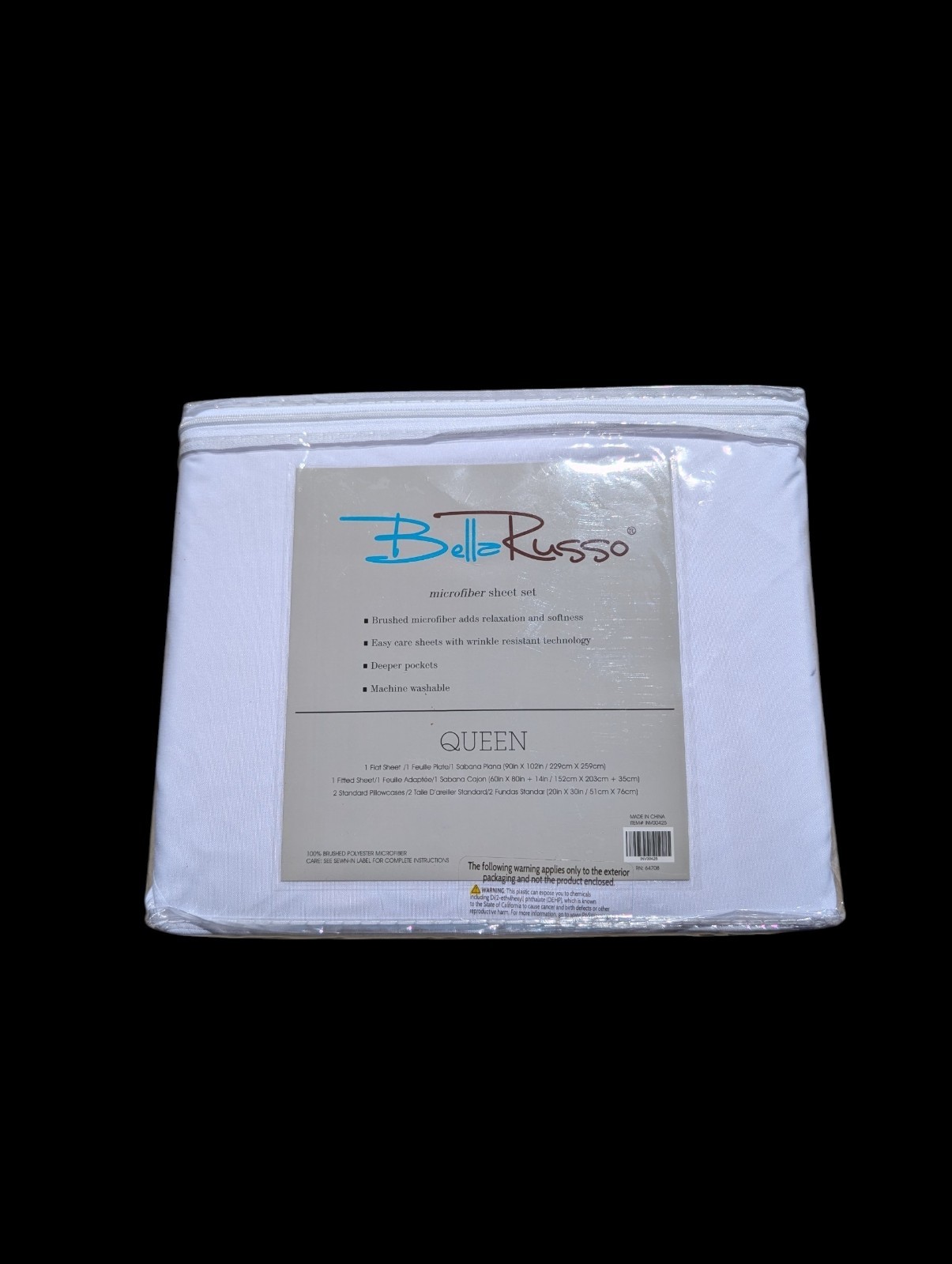 New Bella Russo Brushed Microfiber Sheet Set Queen Size White gallery