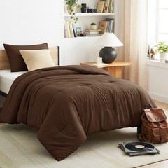 Twin Comforter Set College Dorm Essentials, 2 Pieces Brown Twin Extra Long So…