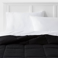 Full/Queen Down Alternative Washed Microfiber Reversible Comforter Black – Room