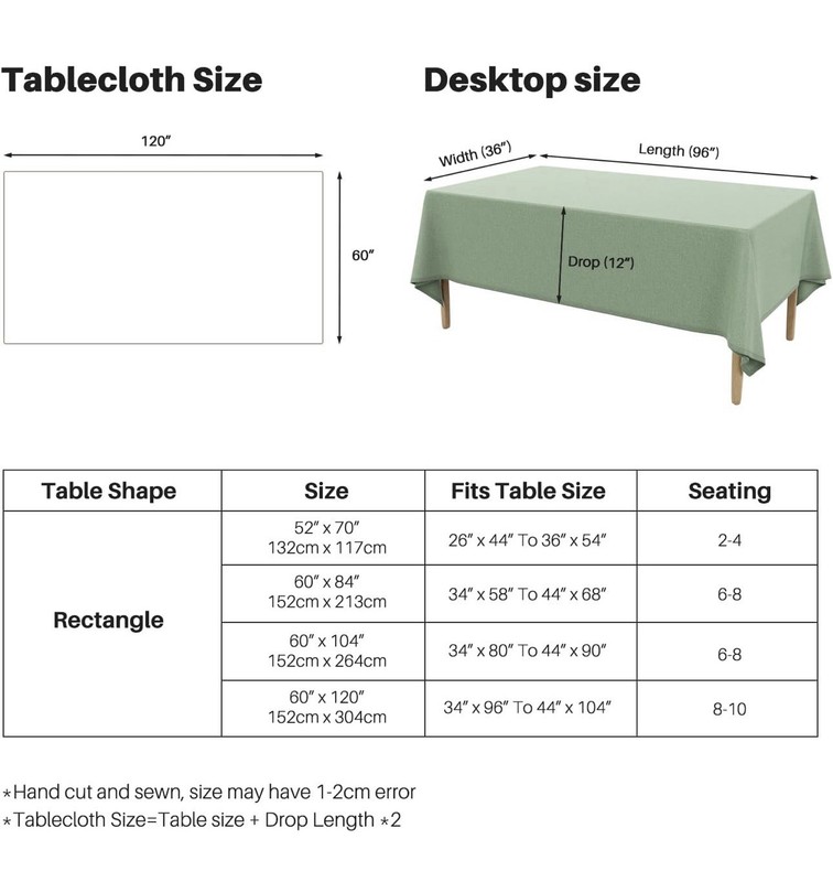 Green Linen Blend Rectangular Tablecloth Waterproof Washable Anti-Scratch gallery
