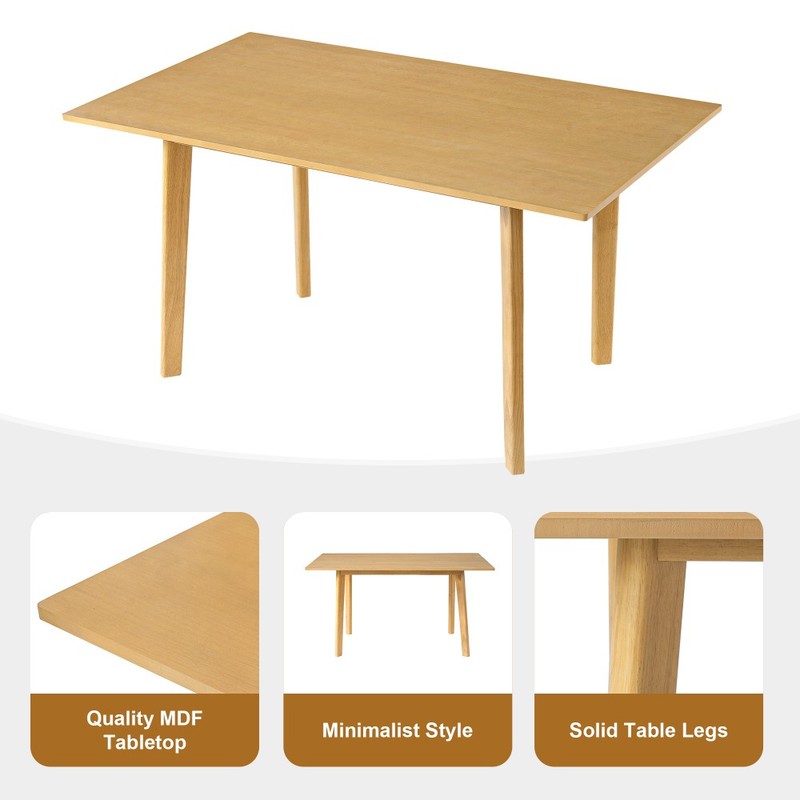 Dining table solid wood frame 450 pounds load-bearing natural wood gallery