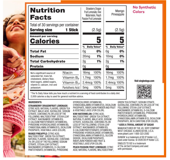 Dunkin’ Zero Sugar Refreshers Powdered Drink Mix Packets, 30 Ct Variety Pack, 3 gallery