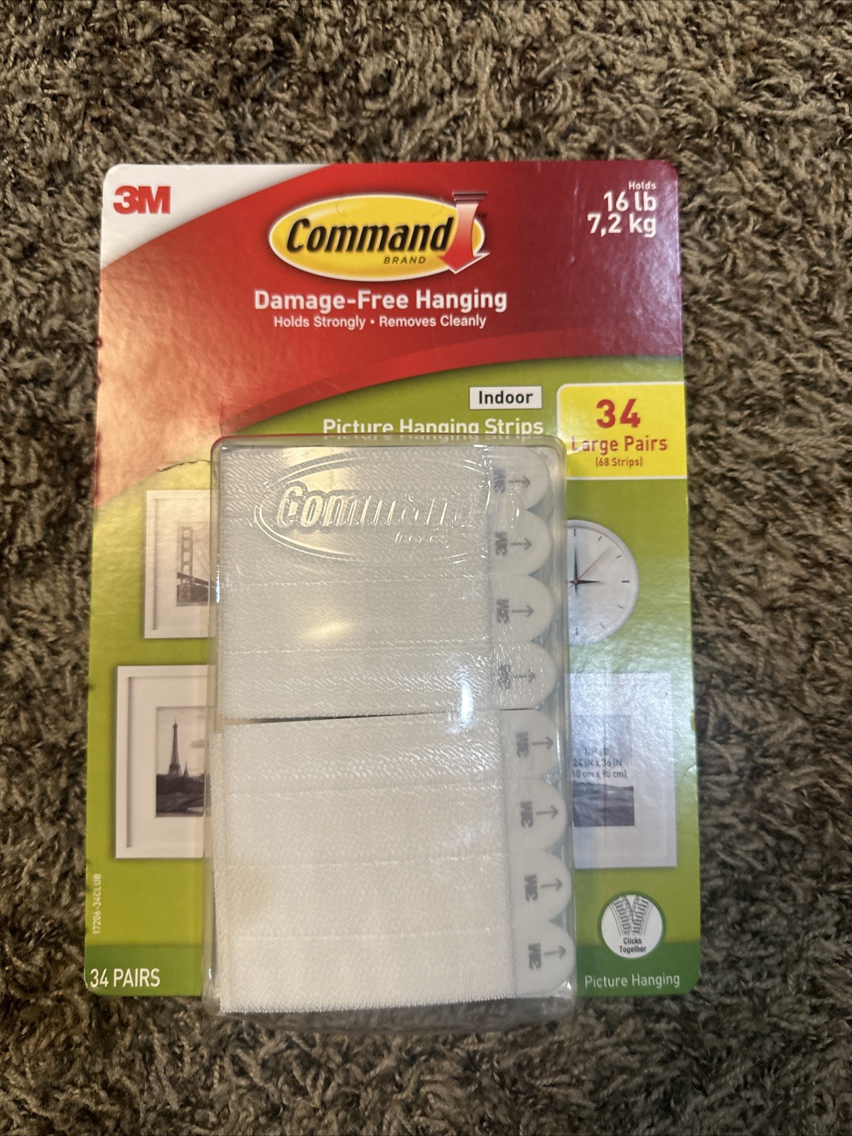 3M Command Picture Hanging Strips 34 Pairs 68 Large Strips Hold 16 lbs gallery