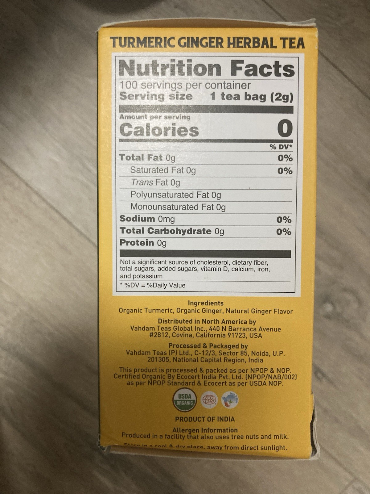VAHDAM Organic Turmeric Ginger Herbal Tea 100 Pyramid Bags Caffeine Free New gallery