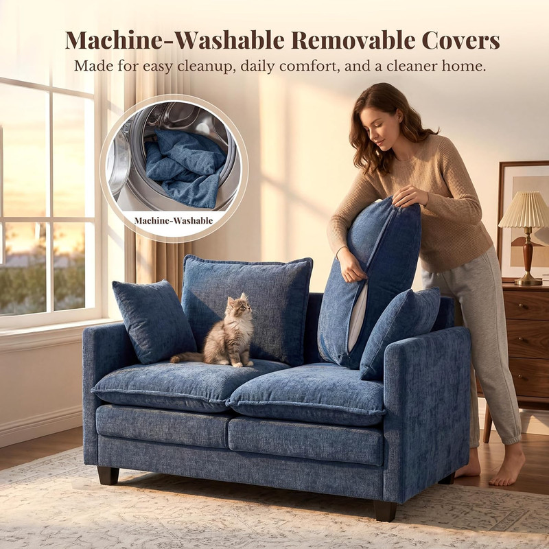 Loveseat Sofa with Cloud 3-Layer Cushion & 27" Deep Seat, Modern Small Couch wit gallery
