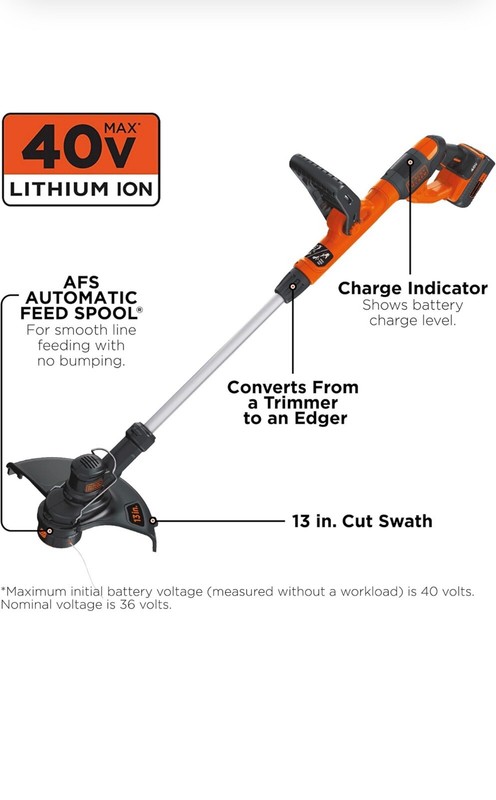 BLACK+DECKER 40V 13" String Trimmer - Tool Only (LST136B) gallery
