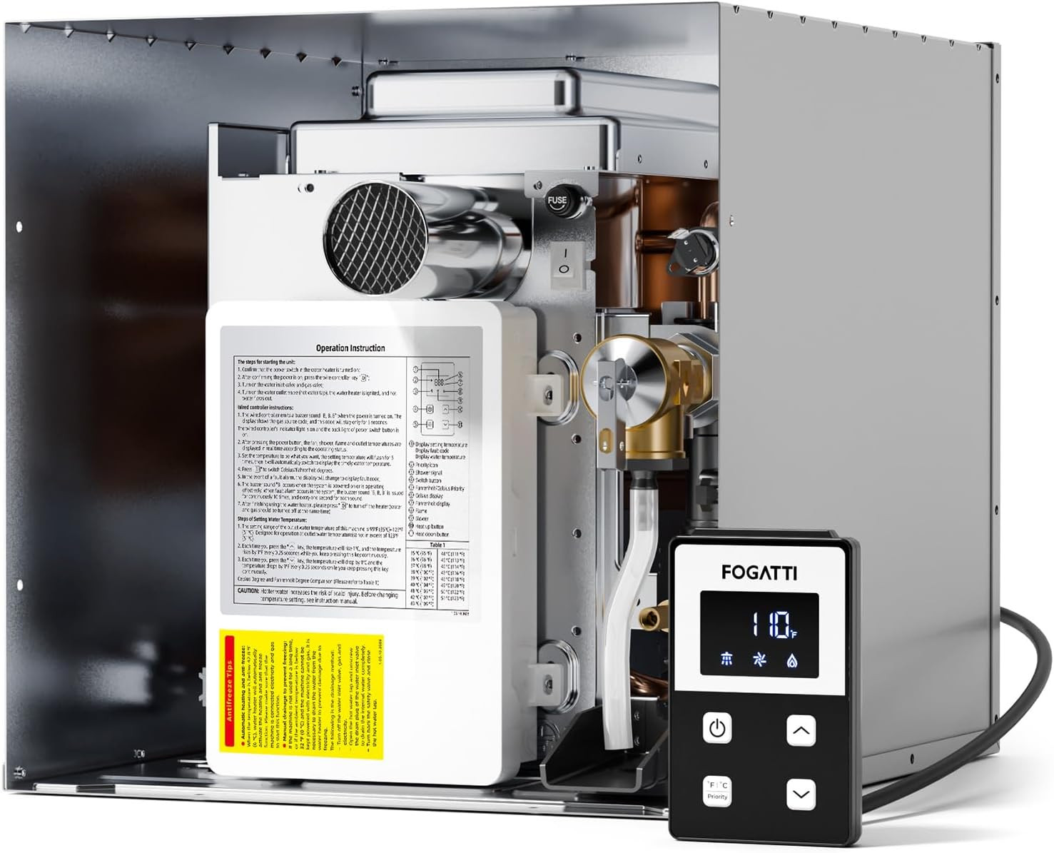 FOGATTI RV Tankless Water Heater Instashower 7, 3 Optional Door Sizes 15"X15", 1 gallery