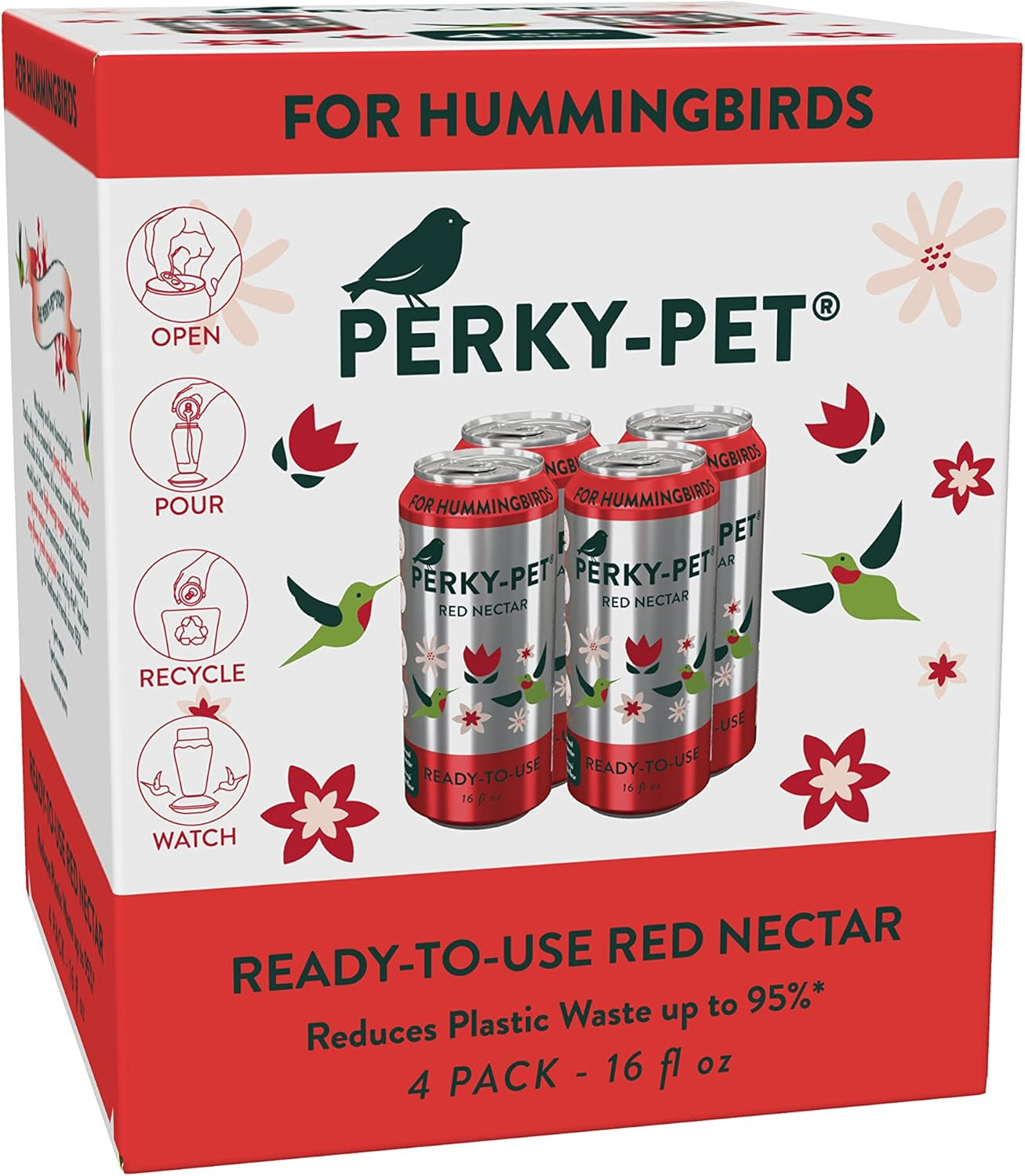 Ready-To-Use Red Hummingbird Nectar - Recyclable Aluminum Can - 4 Cans, 16 Oz Ea gallery