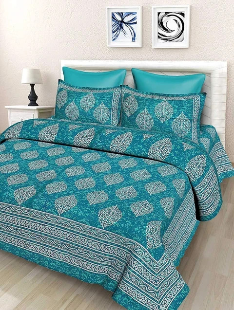 Double Bedsheet with Two Pillow Cover Rajasthani Print IB 100 gallery