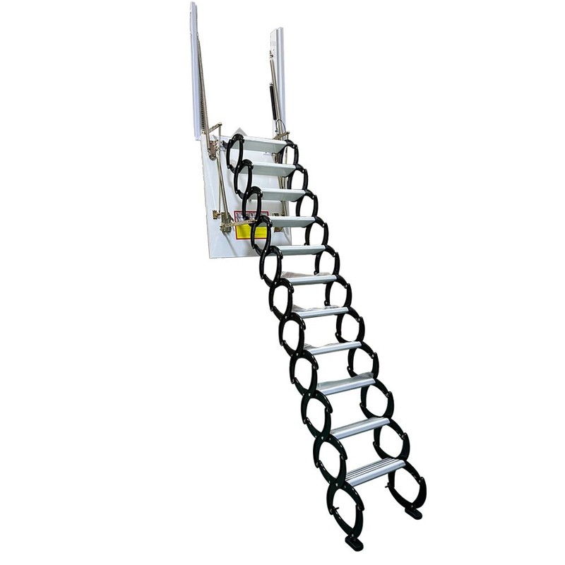 9.18Ft Black Side-mounted Loft Wall Ladder Stairs Attic Folding Telescopic gallery