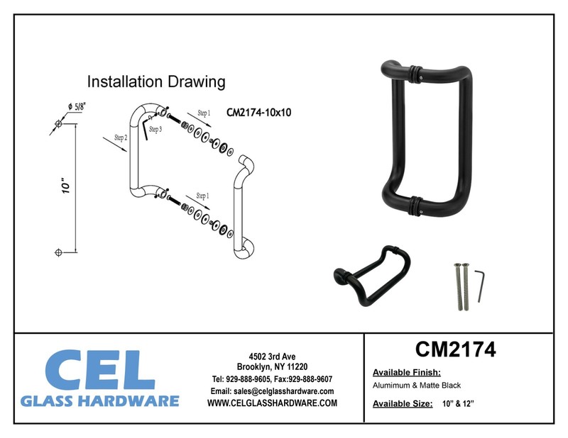 CEL 10" Solid Aluminum Straight Back to Back Pull Handles for Entry Door gallery