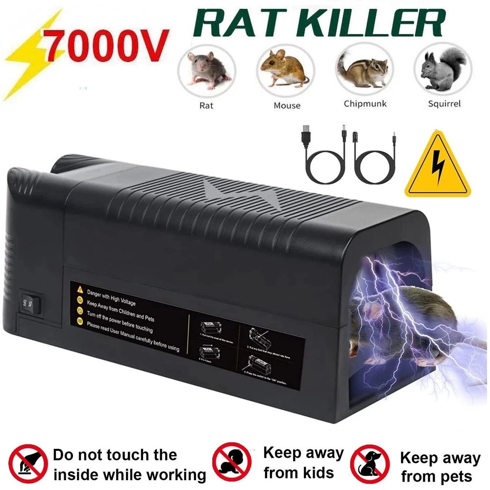 Upgraded Electronic Mouse Trap Control Kill Big Rat Pest Electric Rodent Zapper