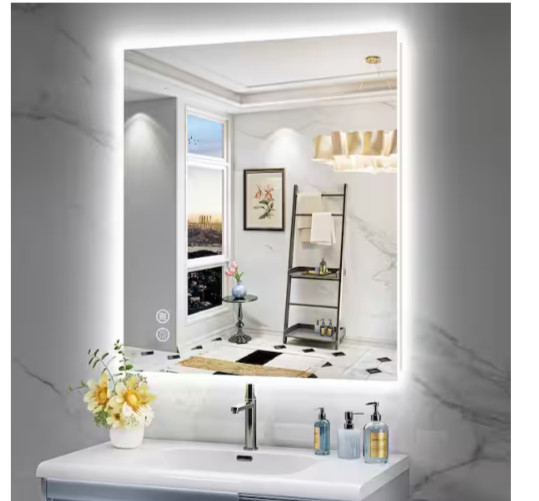 KIOTEE 28 in. W x 32 in. H Rectangular Frameless Super Bright Backlited Mirror gallery