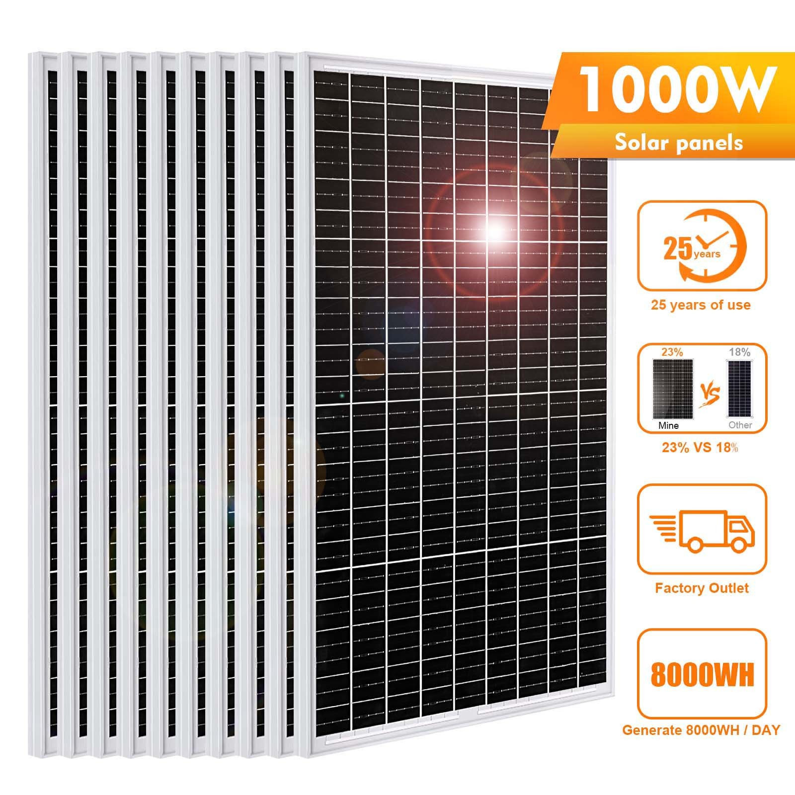 PFCTART 1000W Watt Solar Panel 12V Monocrystalline PV Module for RV Home Garden gallery