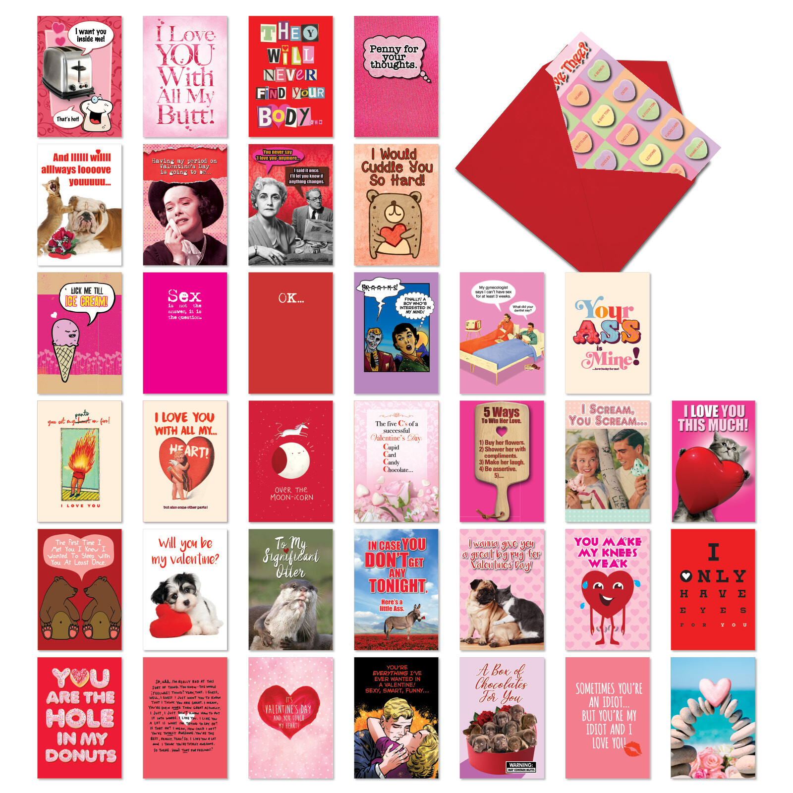 36 Asst'd Set Funny Valentine's Day Cards w/Envelope (36 Designs) Love Is Funny gallery