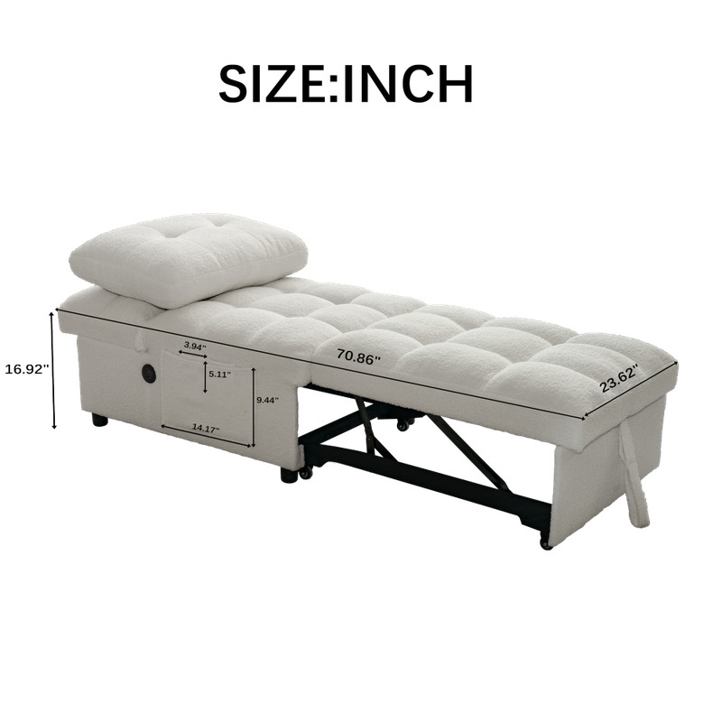 Single sofa bed built-in USB charging port for small apartment living rooms gallery
