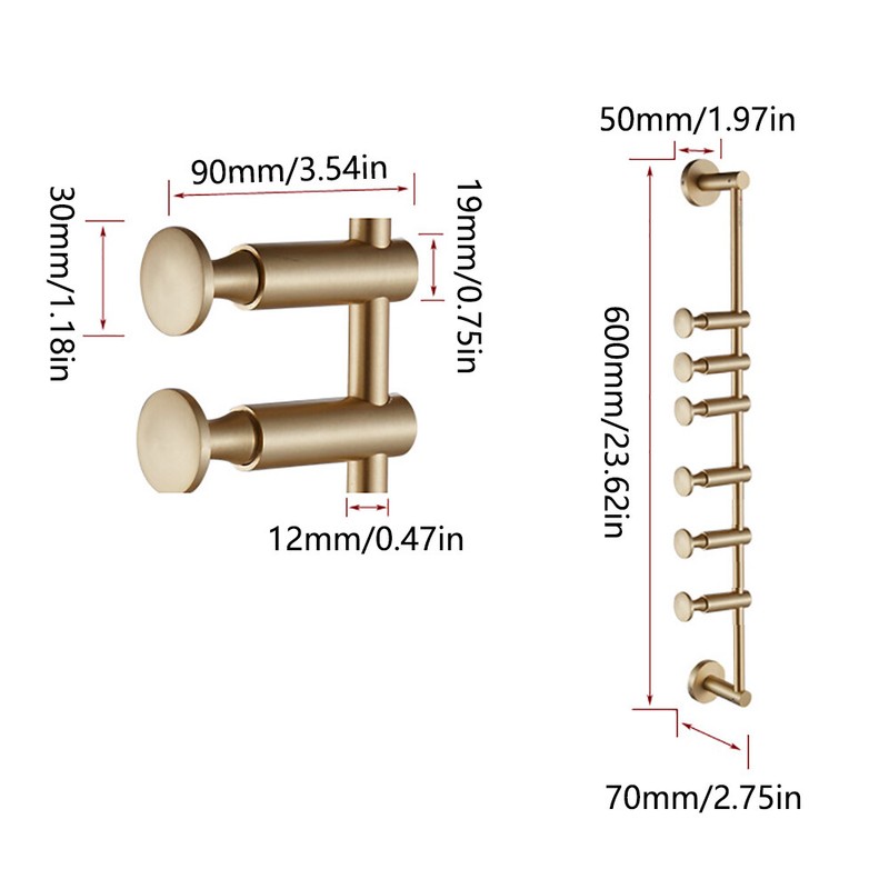 Wall Mounted Coat Rack Hat Clothes Hanger 6 Hooks Display 20kg/44.1lbs USA gallery