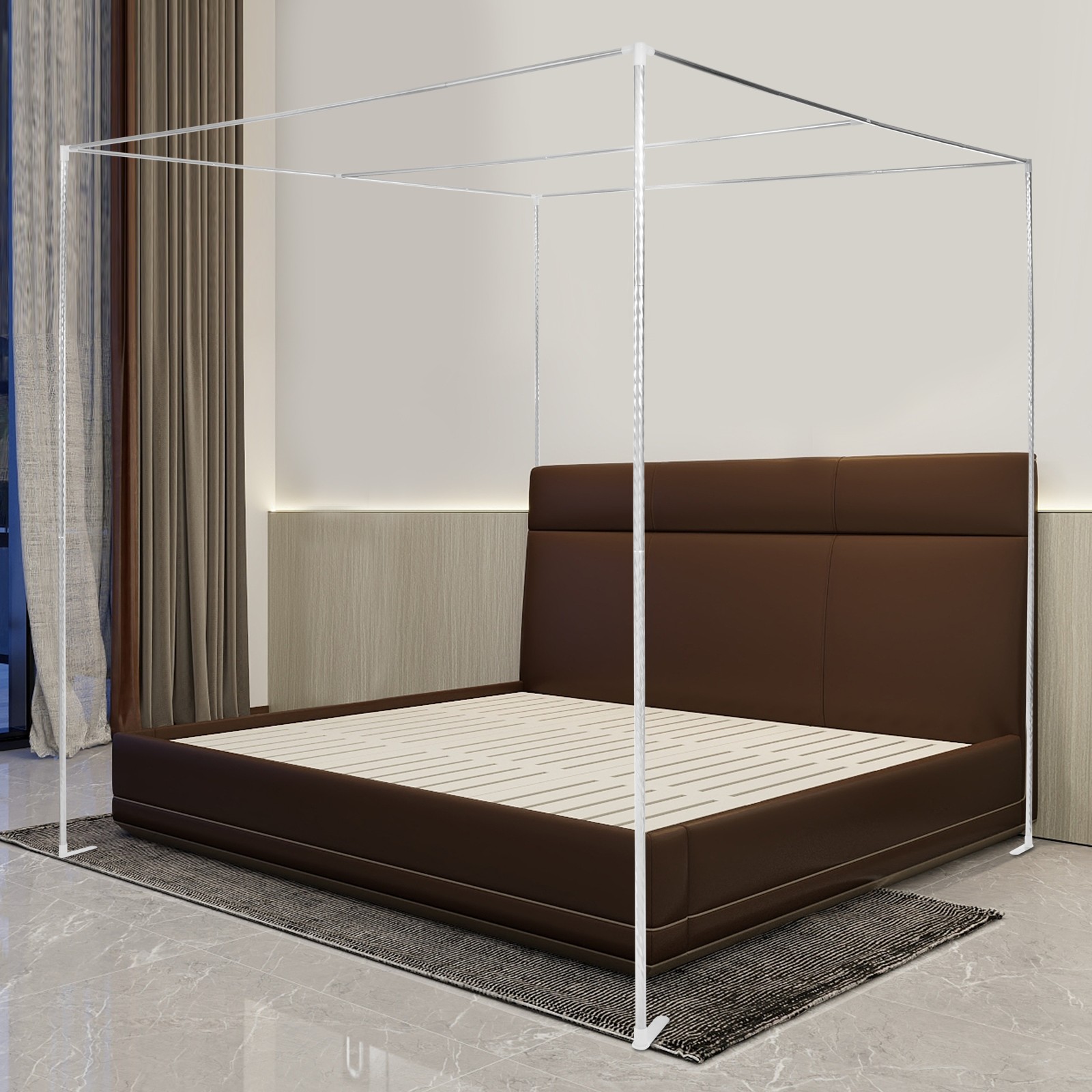 Modern Canopy Bed Frame 2*2*2m Rectangular Mosquito Net Bracket Floorstanding gallery