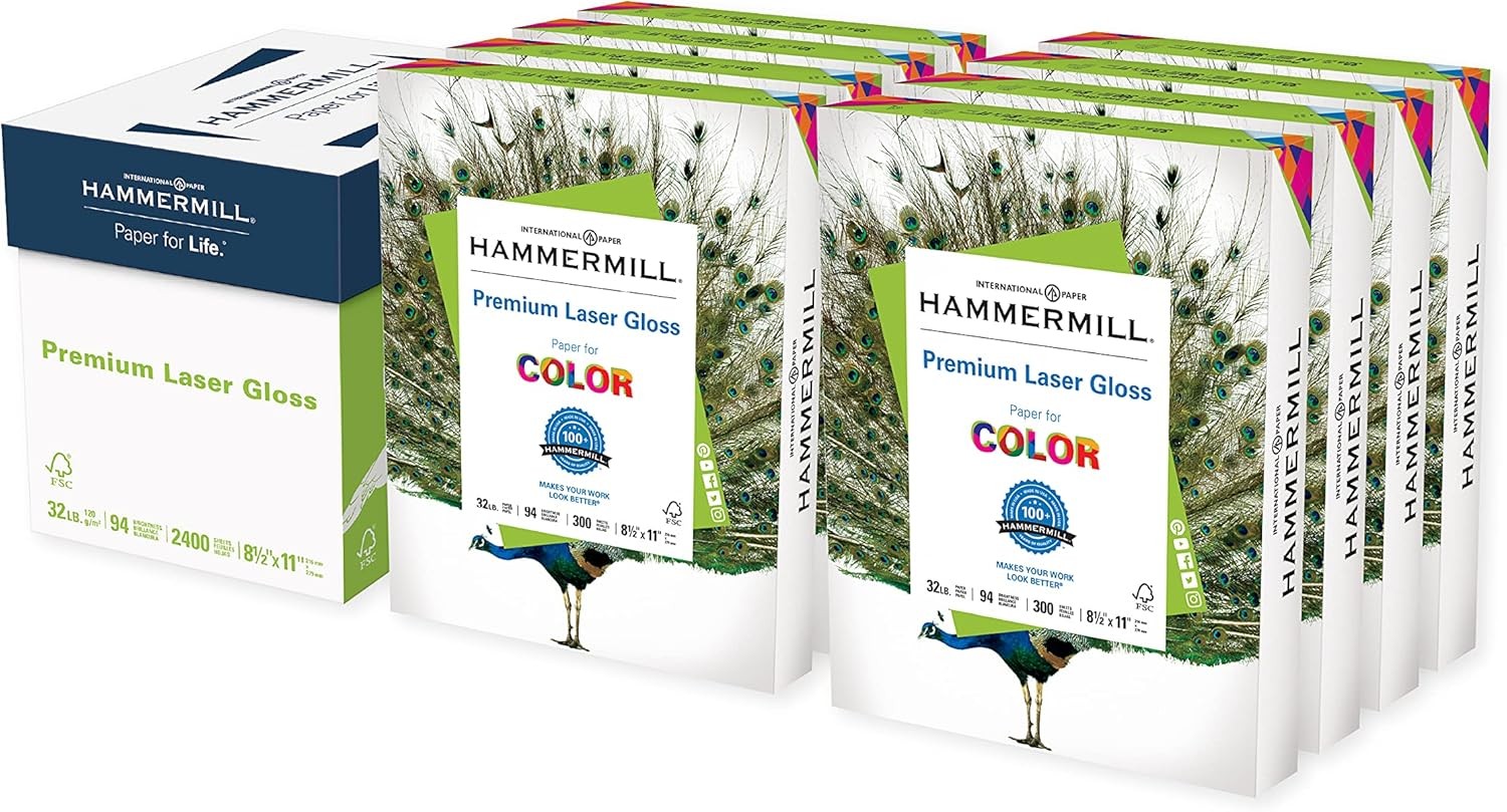 Hammermill Paper, Laser Gloss Copy Paper, 8.5 x 11, 8 Pack -2,400 Sheets gallery