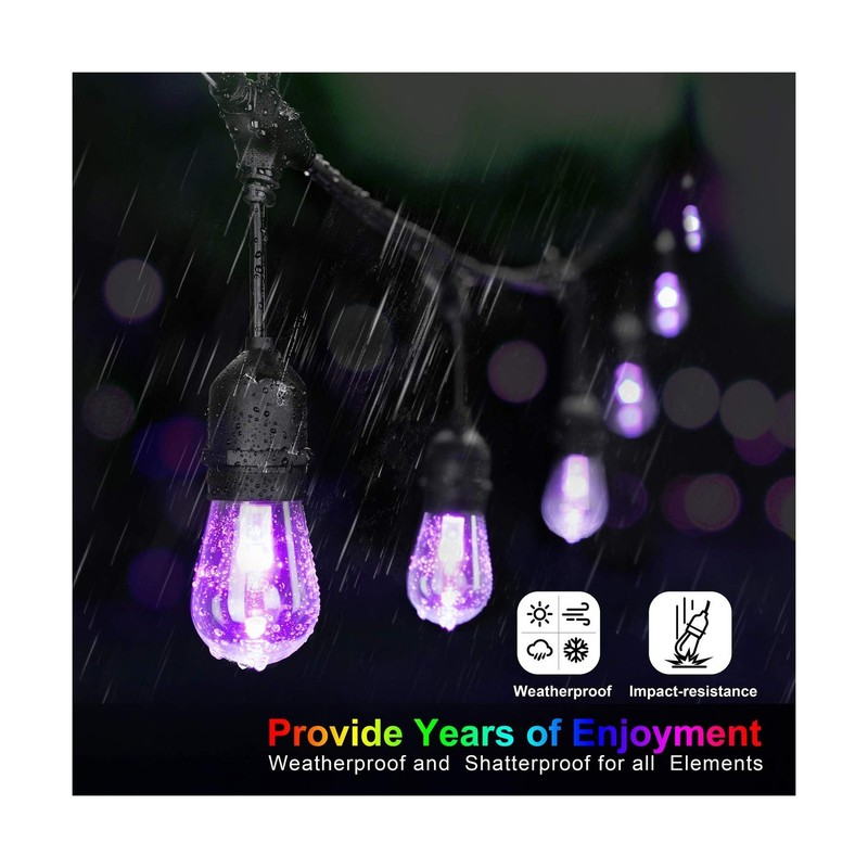 Mlambert 144Ft(3x48ft) Multicolor Outdoor Patio Lights, Dimmable RGB Cafe Str... gallery