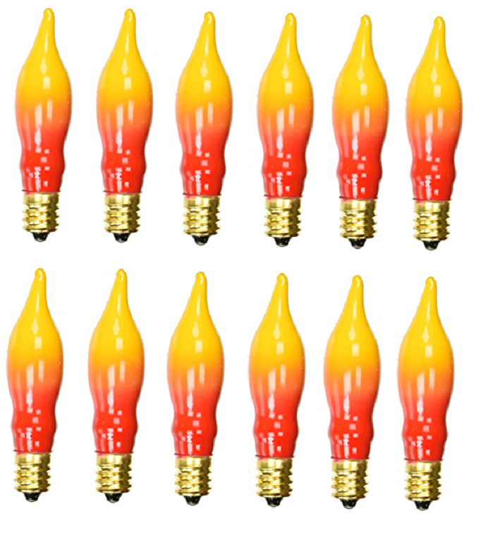 12 Orange/Yellow Flame Candle Lamp Light Bulbs 7 watts /120 volts/E12 Base gallery