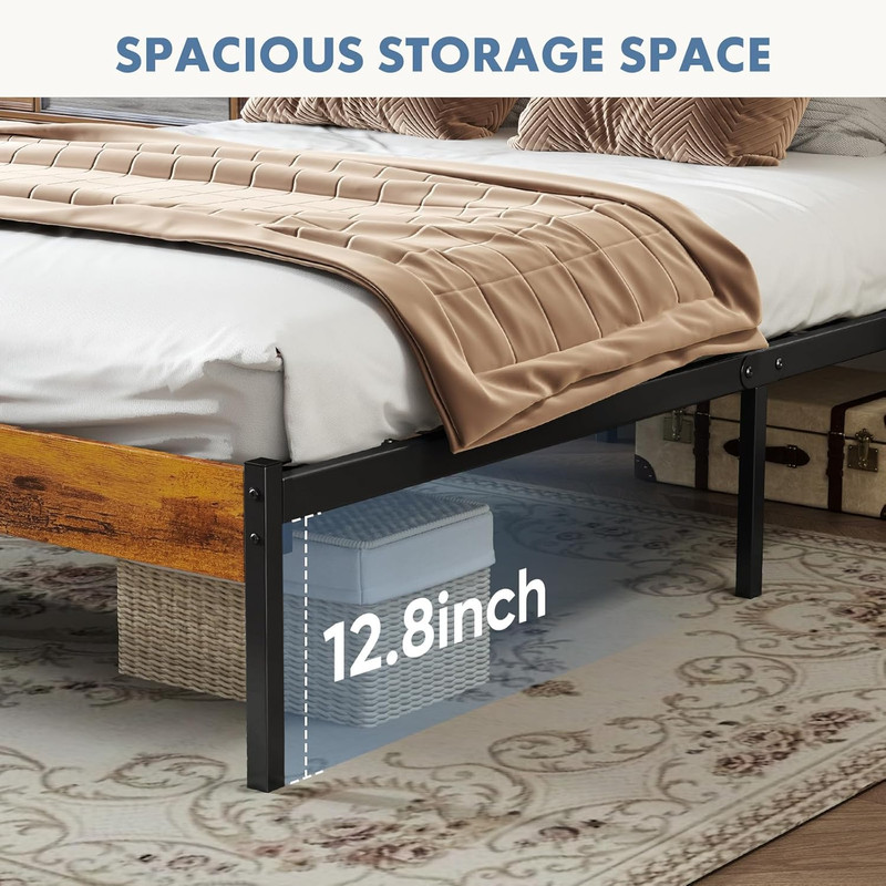 Full Size Bed Frame with Headboard, 800LBS Mattress Foundation with All Sturdy M gallery