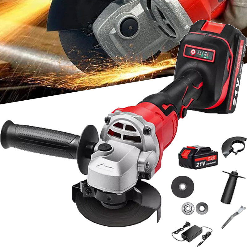 Brushless Cordless Angle Grinder with 21V Battery Charger & Cutting Disc Power gallery