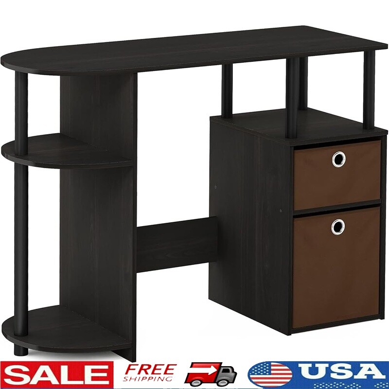Compact Computer Desk W/ Storage Bins Home Office Study Room Essentials Durable gallery