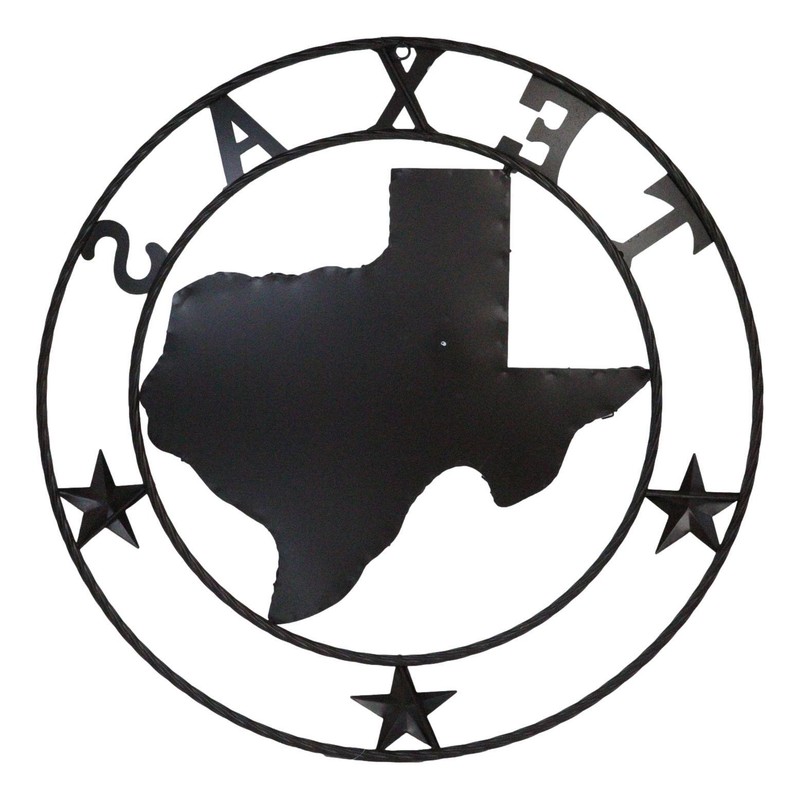 24"D Western Large Texas Lone Star State Map Patriotic Flag Wall Circle Sign gallery
