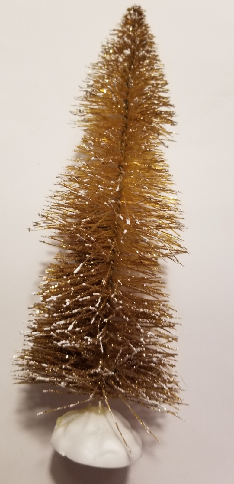 Gold Tiered Bottle Brush Tree Flocked Tips Shelf Sitter Holiday Decor 9" Tall gallery