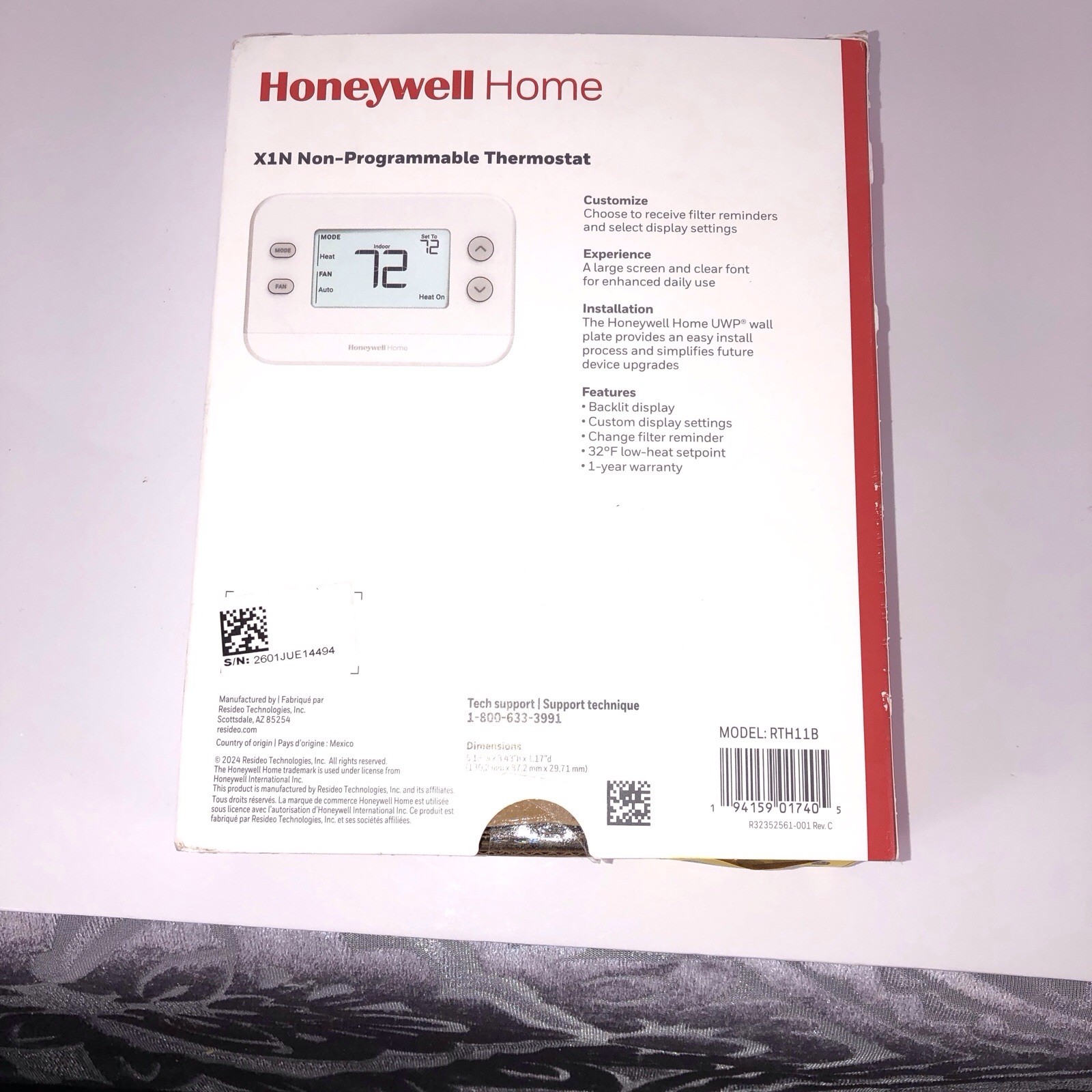 HONEYWELL RTH11B/N HOME X1N NON-PROGRAMMABLE THERMOSTAT SINGLE-STAGE 1-HEAT/COOL gallery