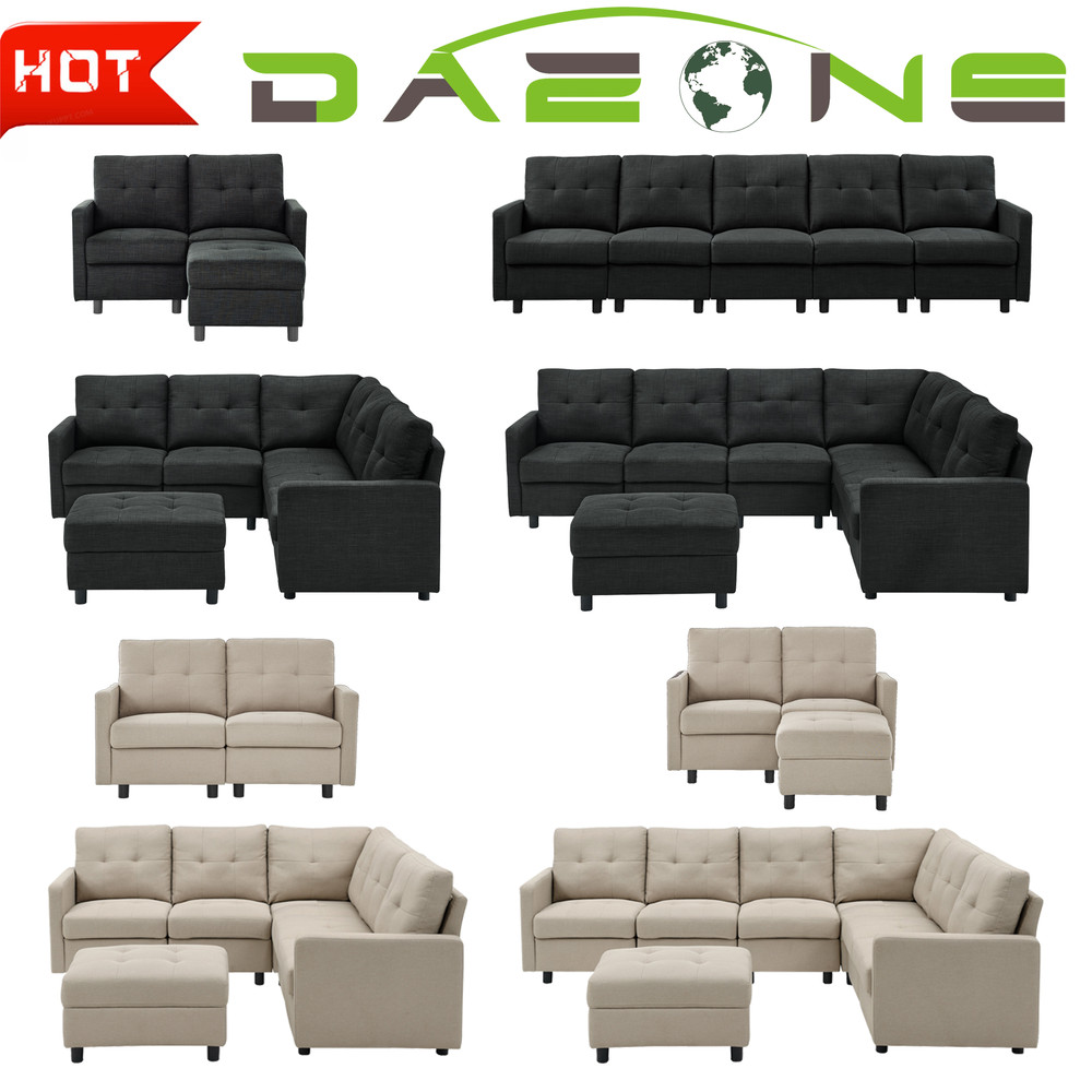 Modular Sectional Sofa Set - Modern Fabric Upholstered Couch for Living Room