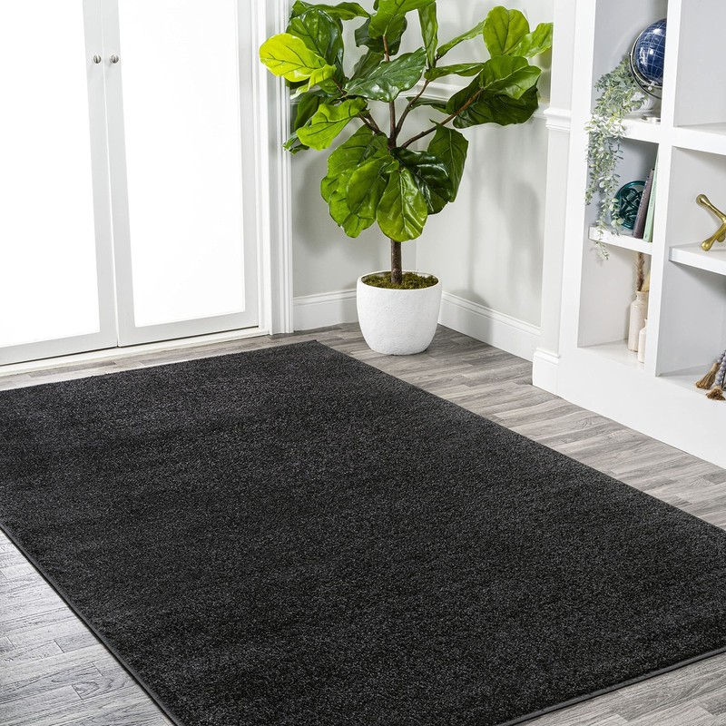 Jonathan Y Haze Solid Low-Pile Black Indoor Area Rug 5X8 gallery
