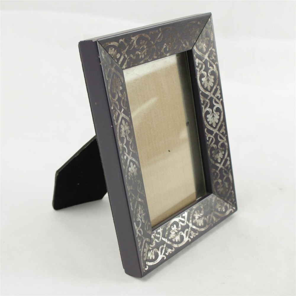 Mandala Pattern Picture Frame 4 x 5.5in Dark Purple Silver Accents
