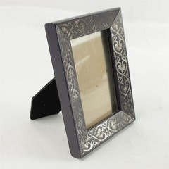 Mandala Pattern Picture Frame 4 x 5.5in Dark Purple Silver Accents