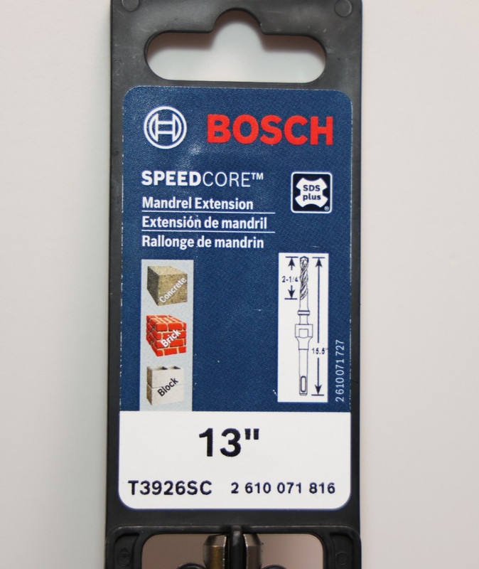 BOSCH SpeedCore 13 in. SDS-Plus Core Bit Mandrel Extension T3926SC 2610071816 A1 gallery