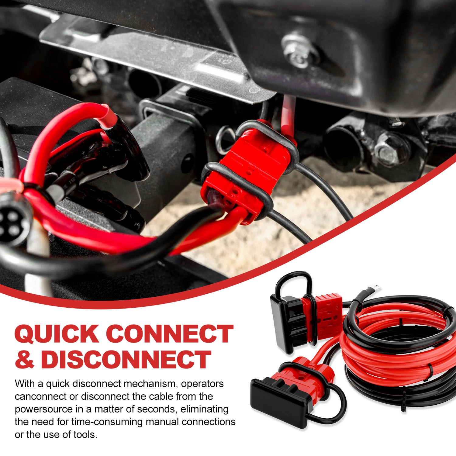 7 Feet & 75A Quick Disconnect Winch Power Cable 8 Gauge 8 AWG Copper Wiring NEW gallery