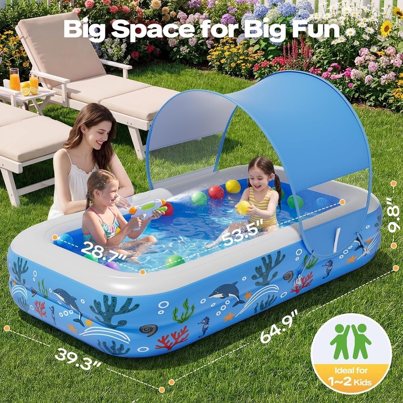 Inflatable Kiddie Pool Sprinkler Splash Pool Soft Bottom Baby Toddler Blue gallery