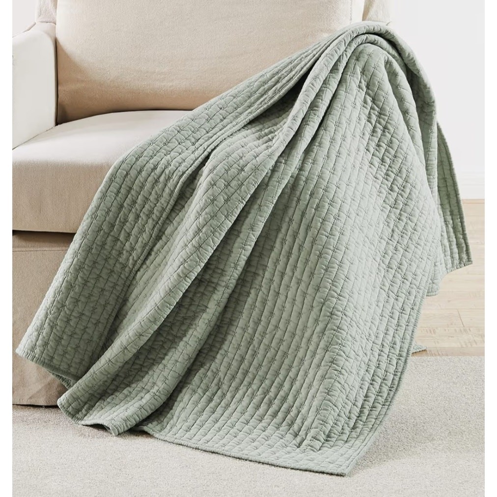 Levtex Cross Stitch Reversible Quilted Throw, 50" x 60" gallery